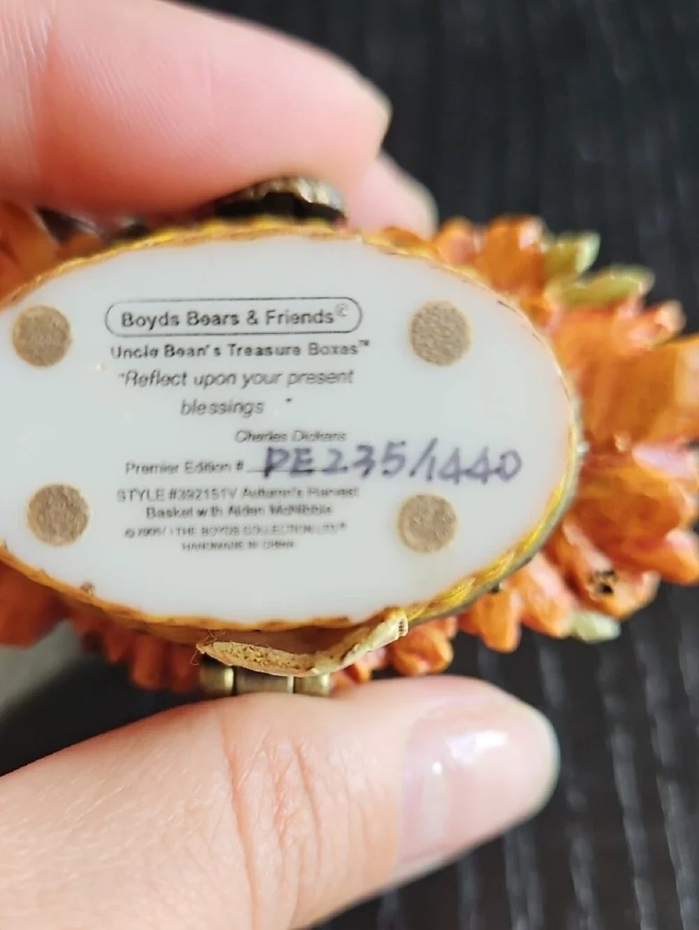 Boyd's Bears Autumn Harvest Decorative Trinket Box PHB